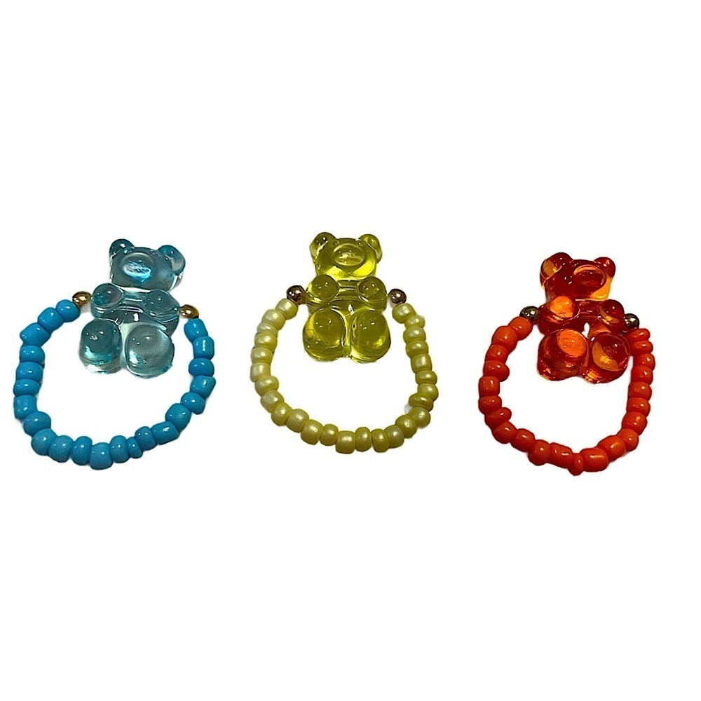 Colorful Bear Bead rings Set3 gummy bears yellow orange blue